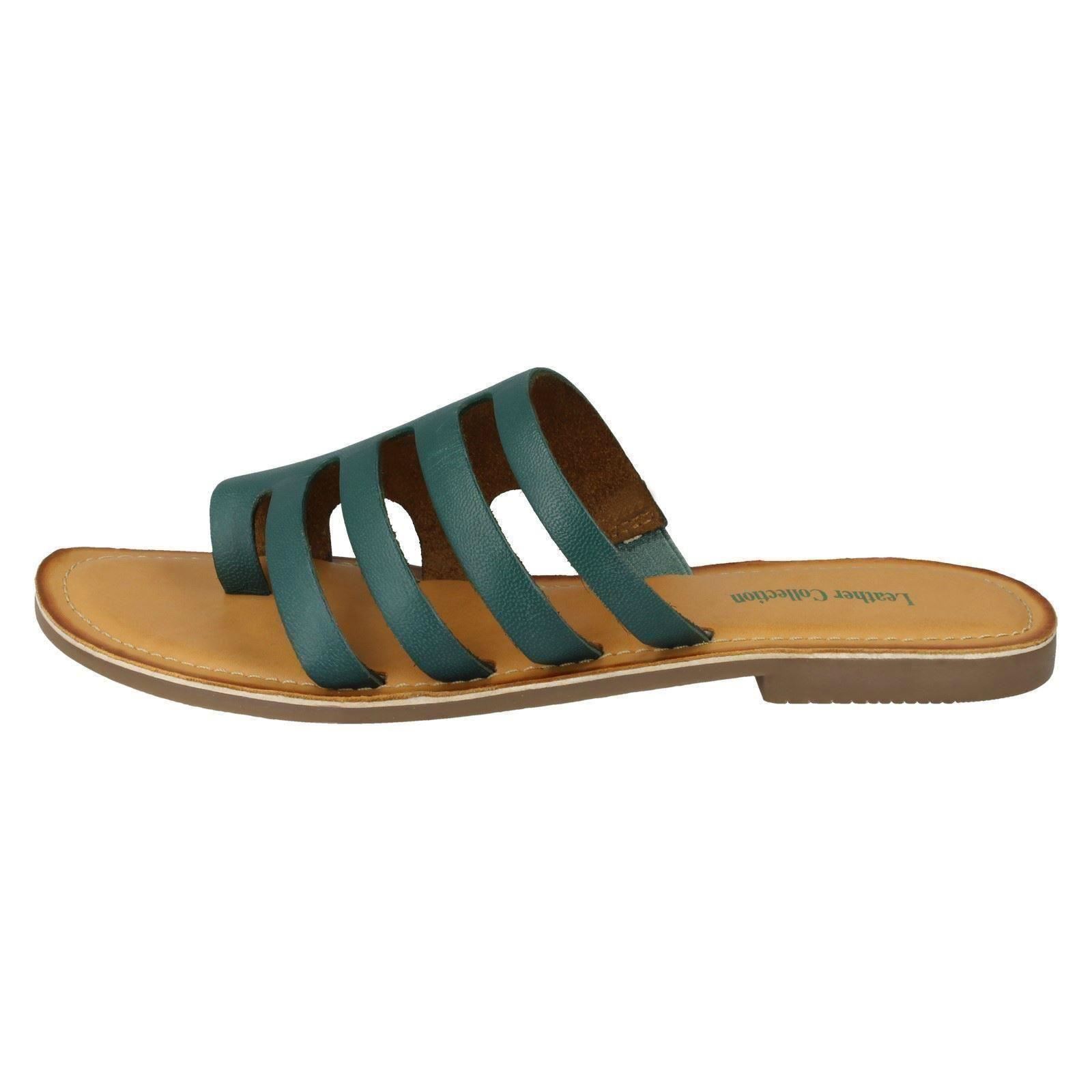 Damen Leder Kollektion Slipper Flache Riemchen Sandalen - Bild 24 von 46
