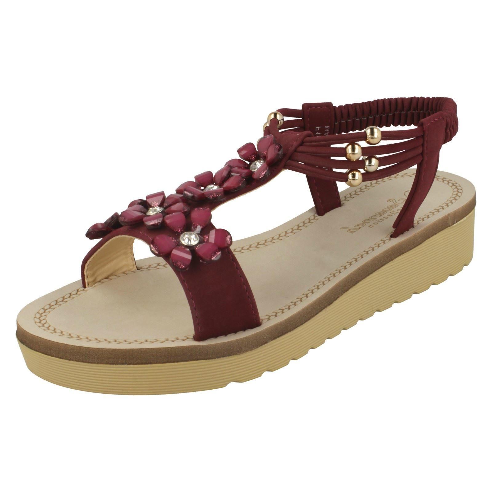Ladies Savannah Flower Beaded Sandals F1R0872 - Picture 3 of 6