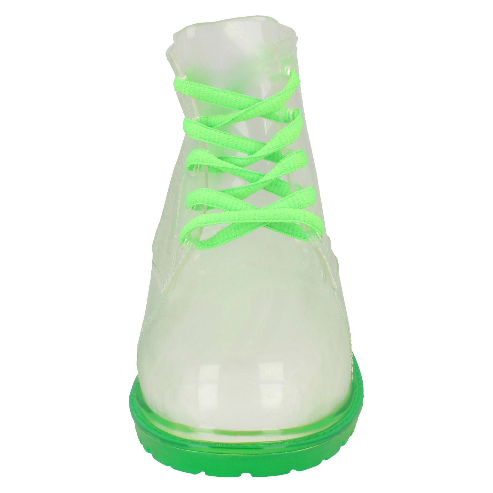 Girls Spot On Lace Up Jelly Look Wellington Boot - Picture 12 of 46