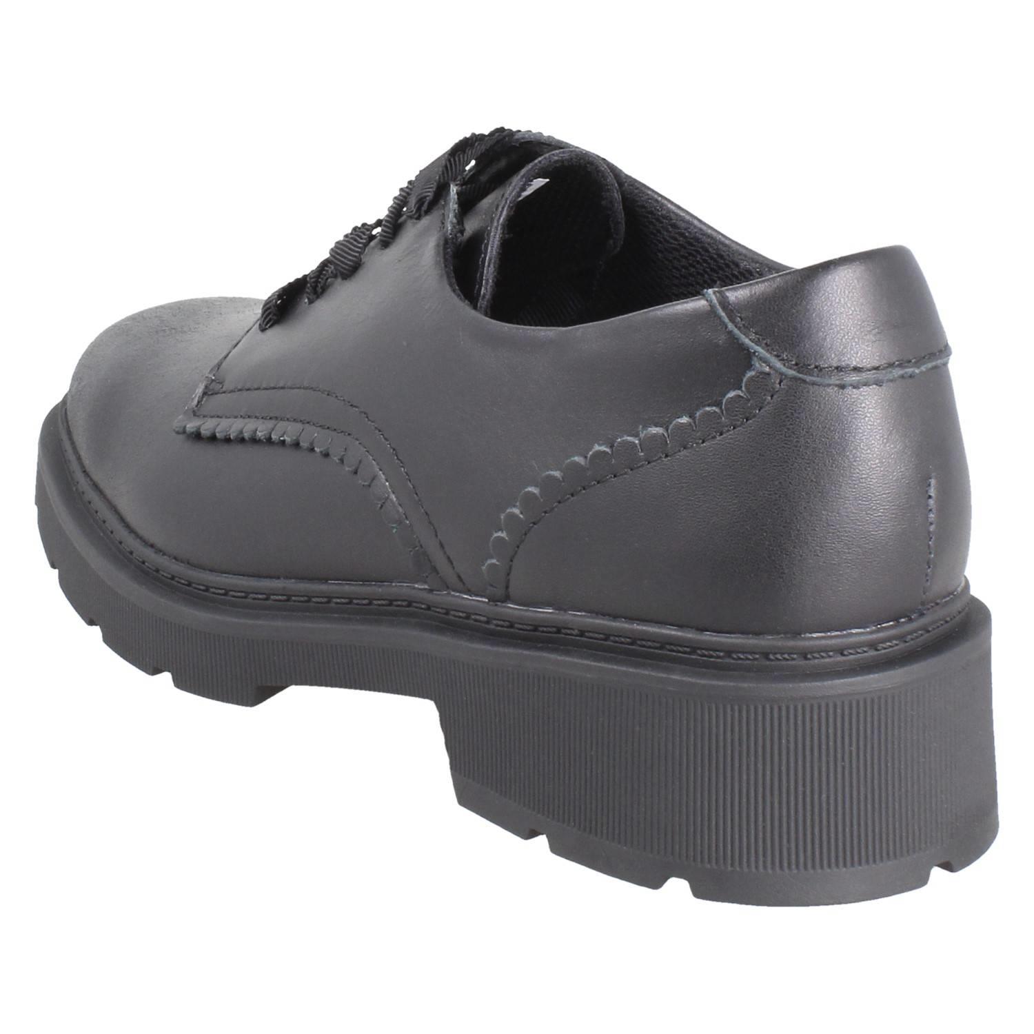 Girls Clarks Scalloped Edge Chunky Sole Leather Lace Up School Shoes *Eris Pure* - Picture 6 of 21