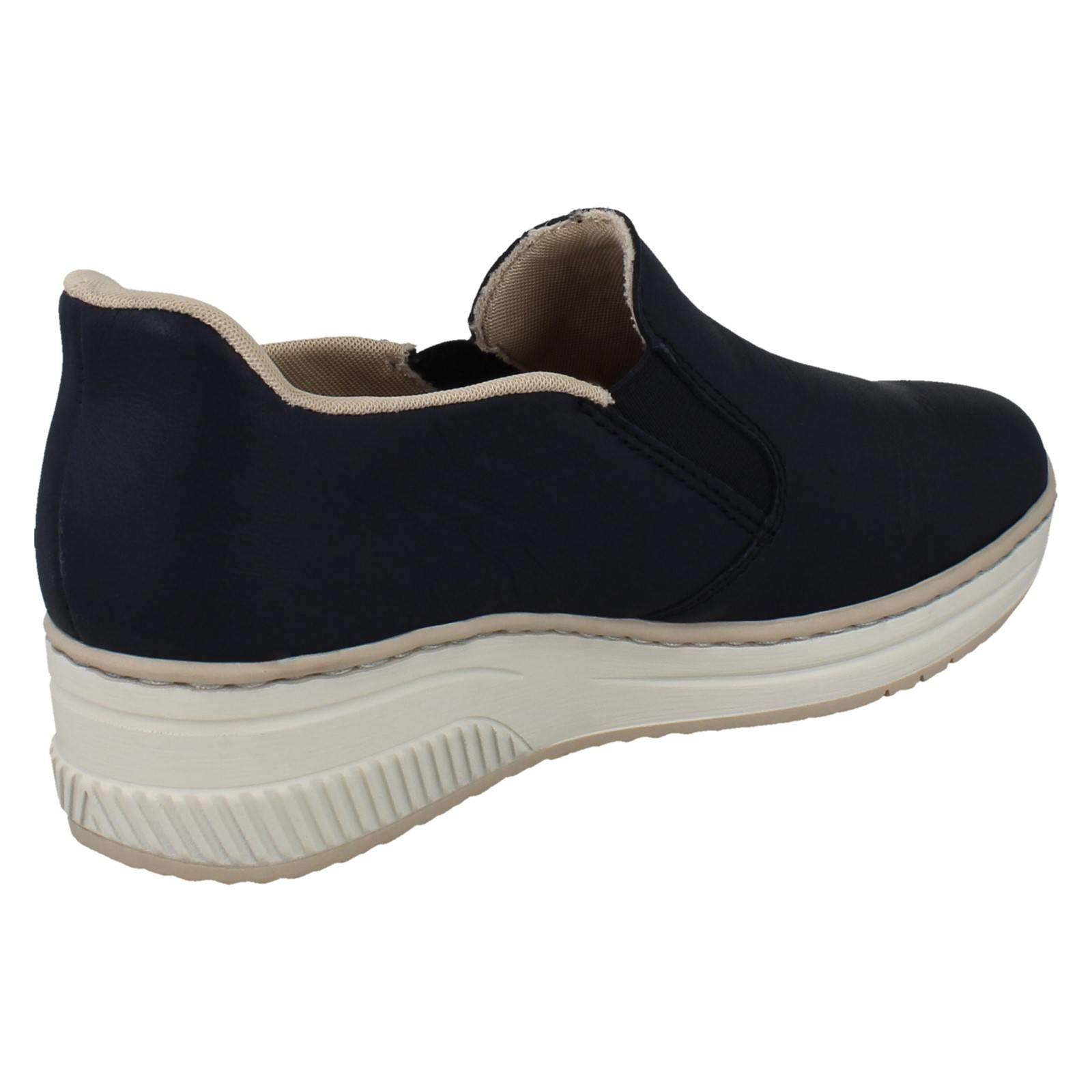 Ladies Rieker Wedge Sole Casual Square-Toe Slip On Shoes - 48761 - Picture 6 of 28