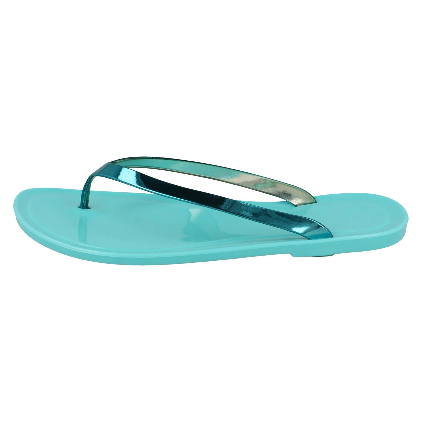 Damen Spot On flache metallische Zehenstegsandalen *Gelee * - Bild 25 von 28