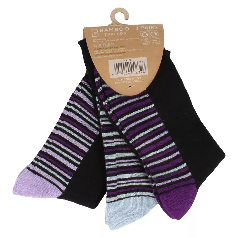 Ladies Bamboo 3 Pack Heel & Toe Non Elastic Socks 'SK1044' - Picture 5 of 5
