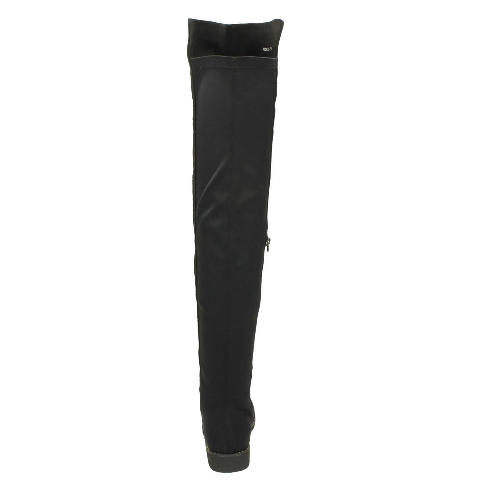 Ladies Spot On Microfibre Zip Up Flat Knee High Boots - Picture 5 of 10