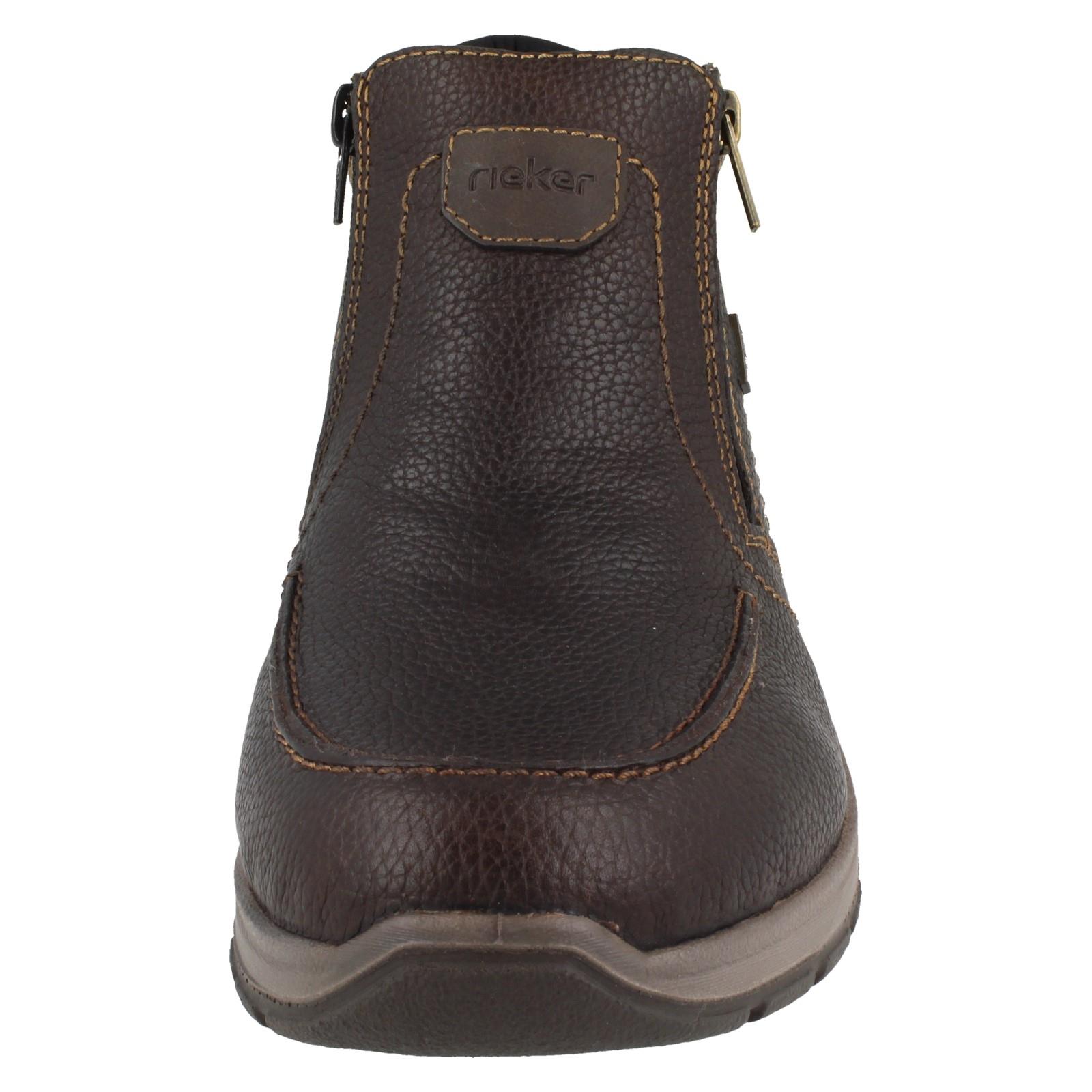Mens Rieker Leather Wide Fit Ankle Boots With Double Zip And Rieker Tex 03660 - Picture 8 of 10