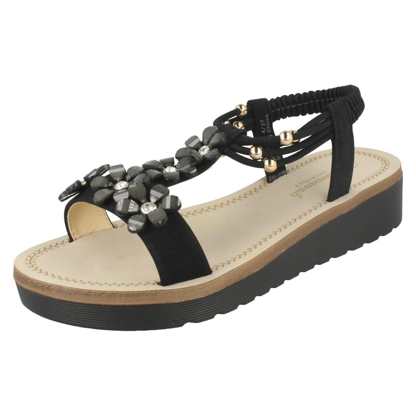 Ladies Savannah Flower Beaded Sandals F1R0872 - Picture 2 of 6