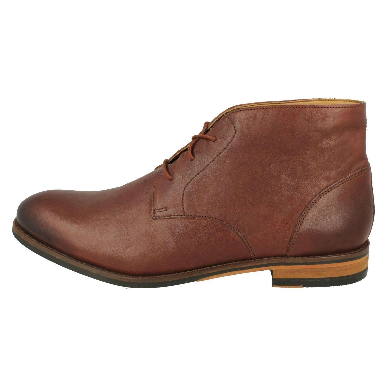 cuero con de Flow con British Botas con Clarks para y redondeada cordones hombre Top punta cordones brown Tan 45xqPw