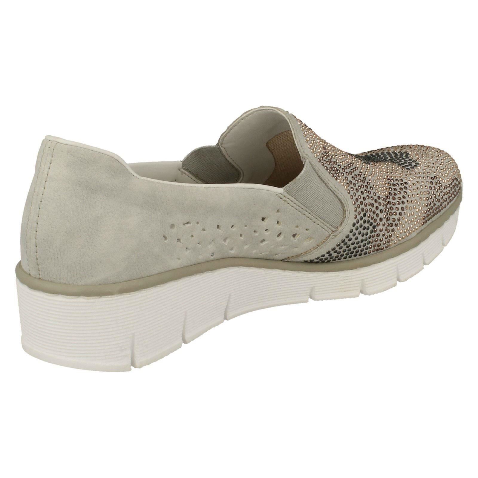 Ladies Rieker Slip Slip Slip On Flat Low Wedge Loafer Style Stud Pattern shoes 537T1 b7e939 Ladies Rieker Slip Slip Slip On Flat Low Wedge Loafer Style Stud Pattern shoes 537T1 b7e939