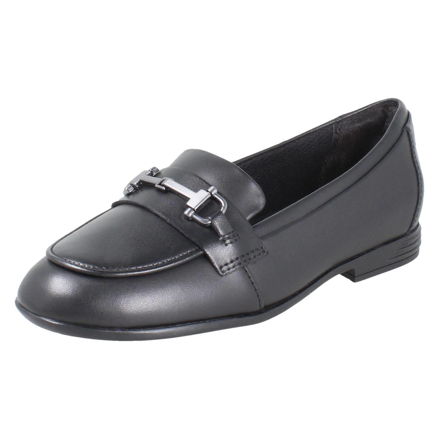 Girls Clarks Horse Bit Trim Leather Slip On Loafer School Shoes *Finja Loafer* - Picture 2 of 37