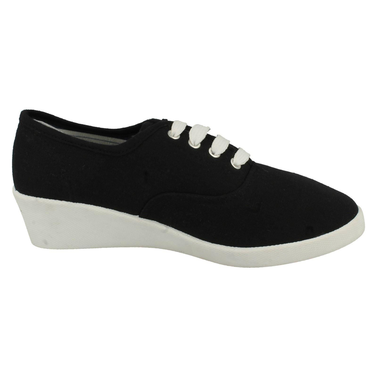 Ladies Spot On Canvas Wedge 'Shoes' eBay