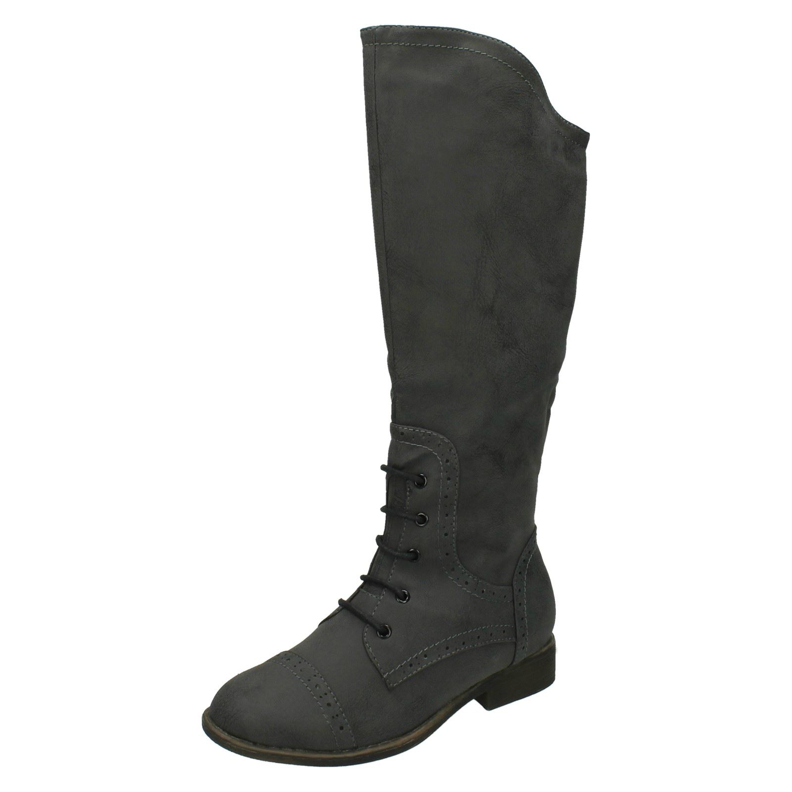 brogue knee high boots