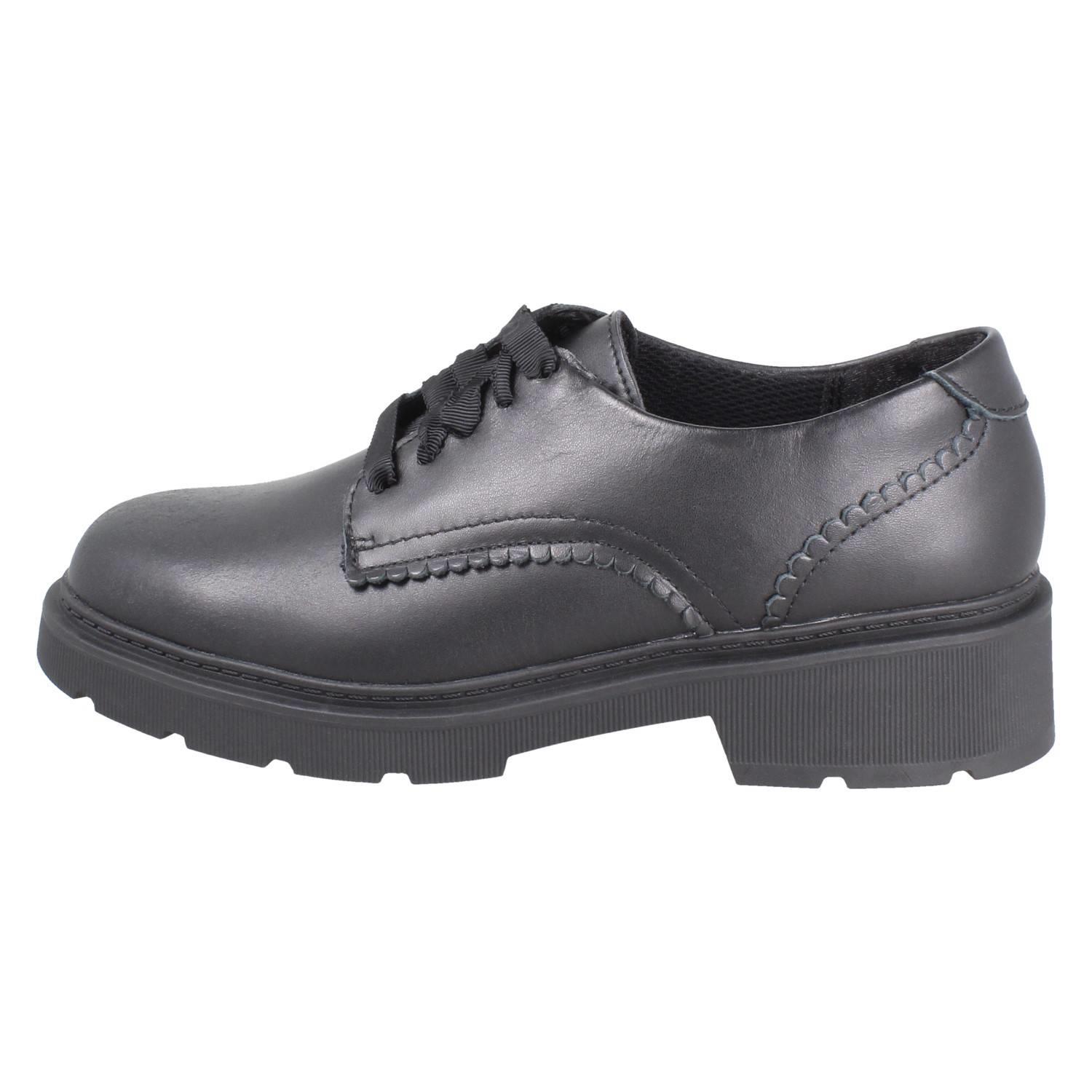 Girls Clarks Scalloped Edge Chunky Sole Leather Lace Up School Shoes *Eris Pure* - Picture 5 of 21