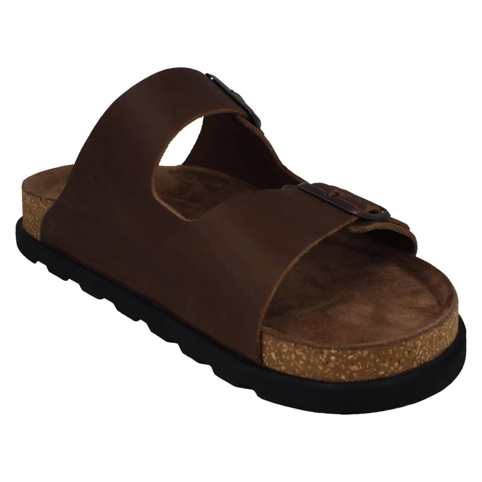 Uomo Rieker Slip On Pelle Doppia Fibbia Casual Sandali Estivi 21190 - Picture 8 of 10