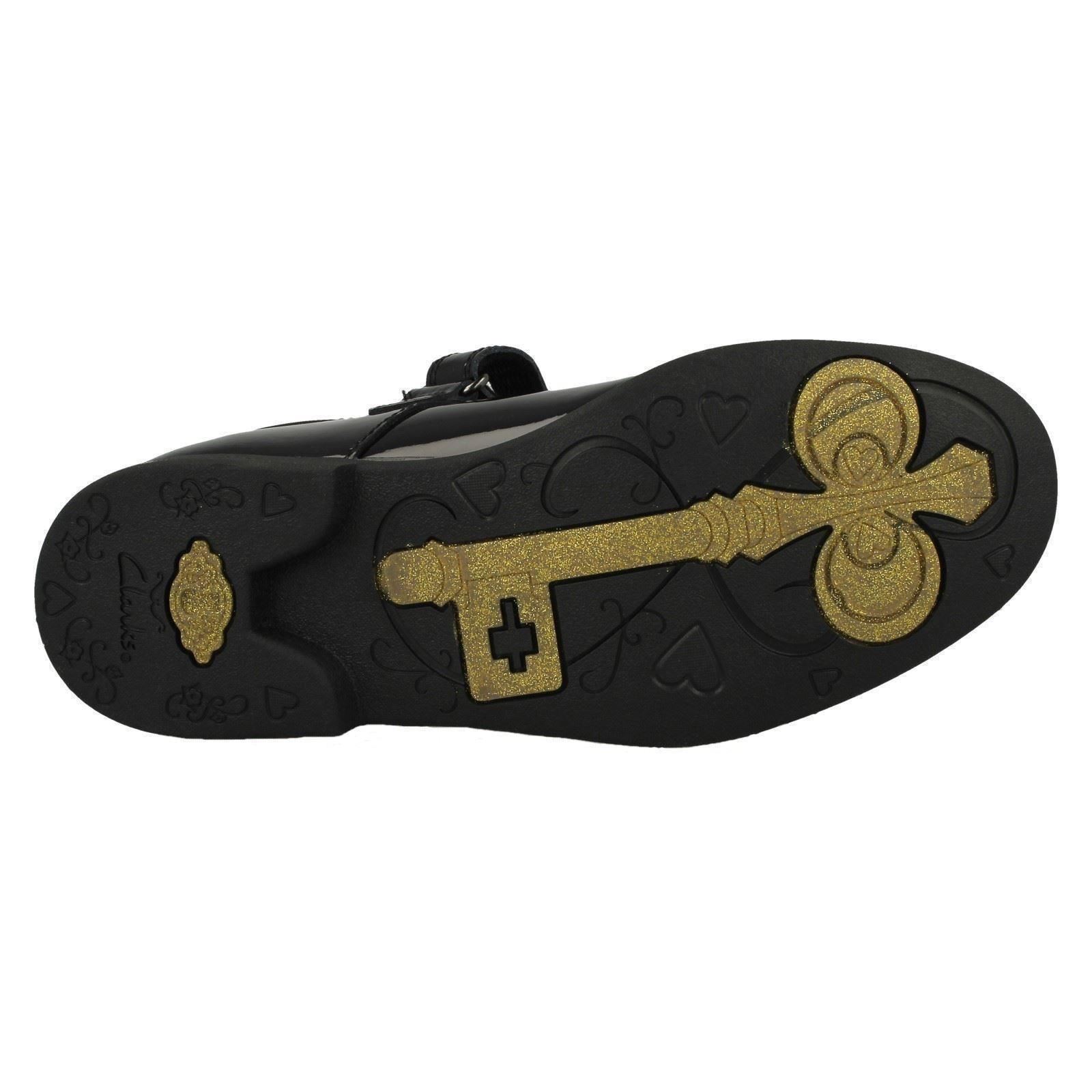 Girls Clarks Leather Patent School Shoes Strap Stars Mary Jane Magic Step Bar - Picture 19 of 19