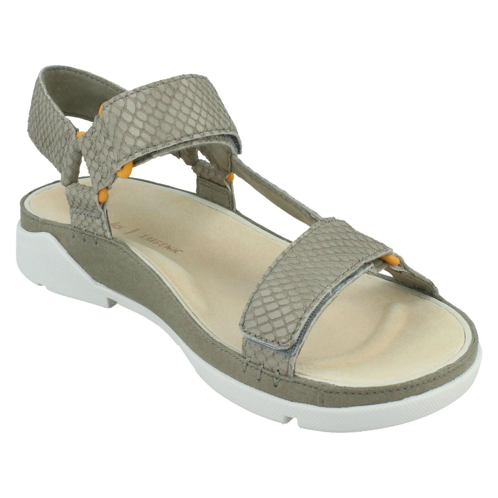 Ladies Clarks Open Toe Casual Hook & Loop Leather & Textile Sandals Tri Sporty | eBay