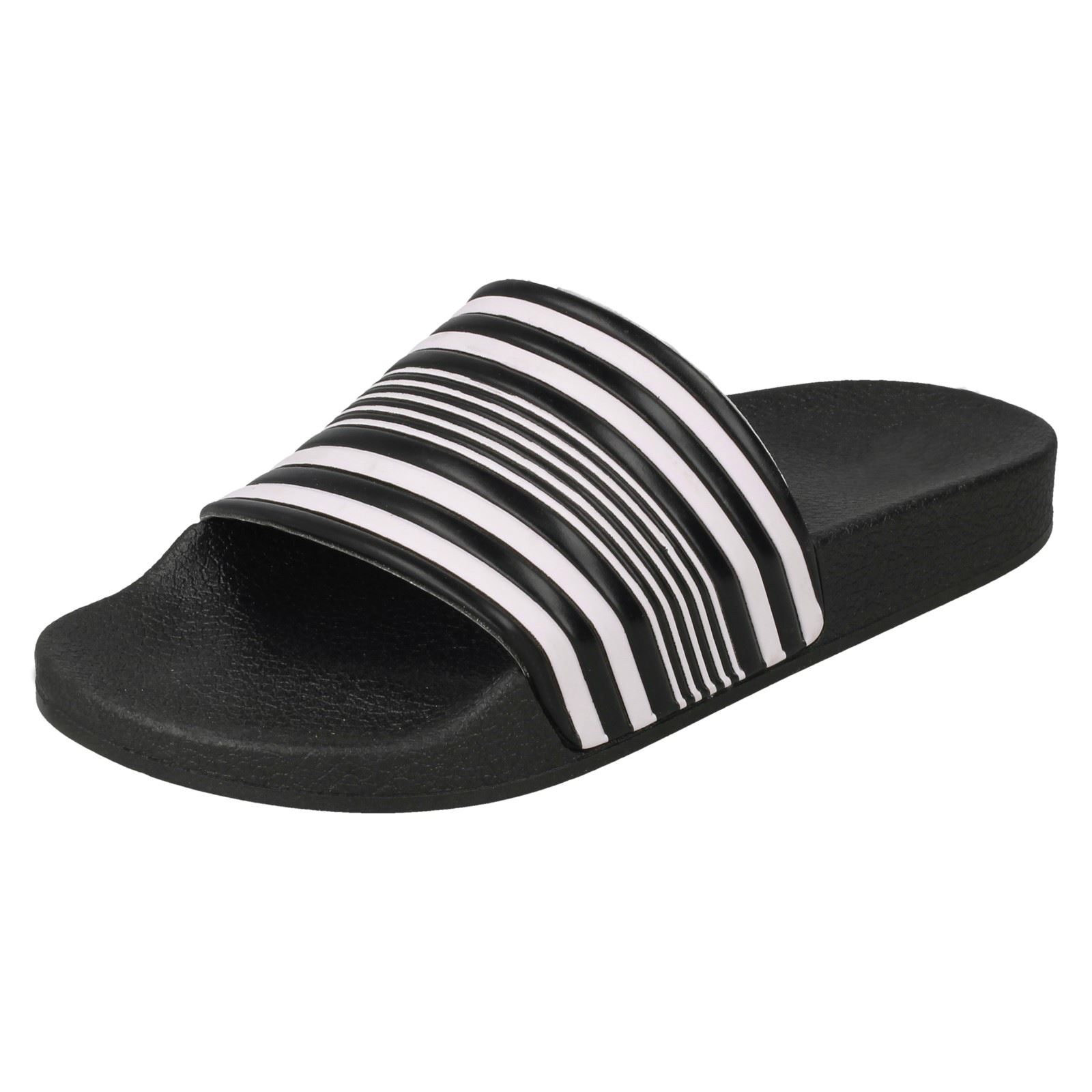 black and white striped sliders
