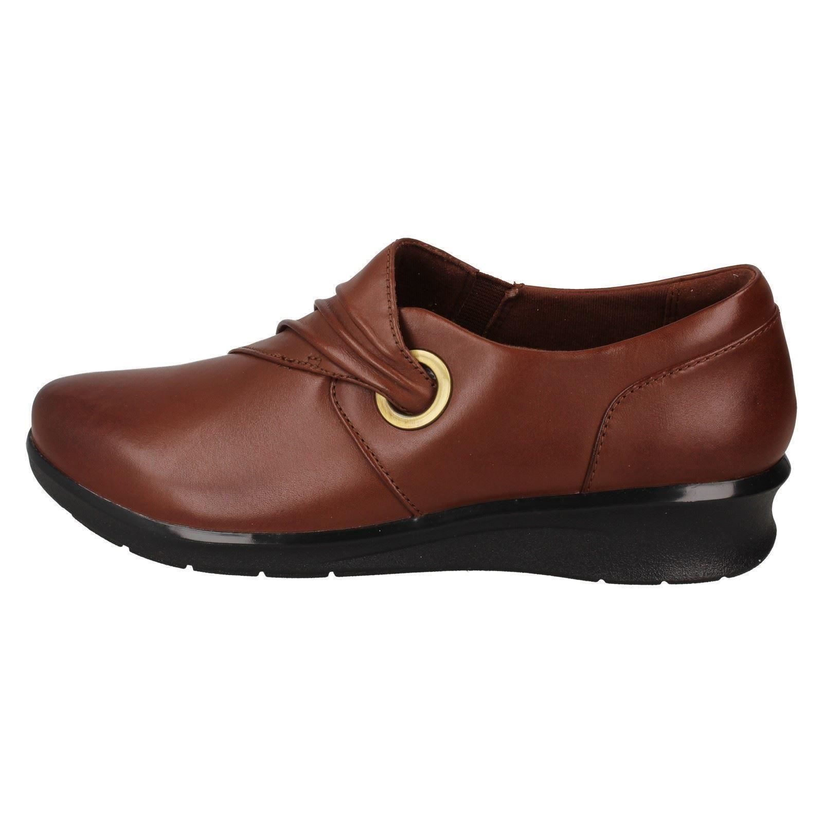 Ladies Clarks Casual Everyday Comfort Slip On Wedged Leather Shoes Hope Shine - Picture 3 of 10
