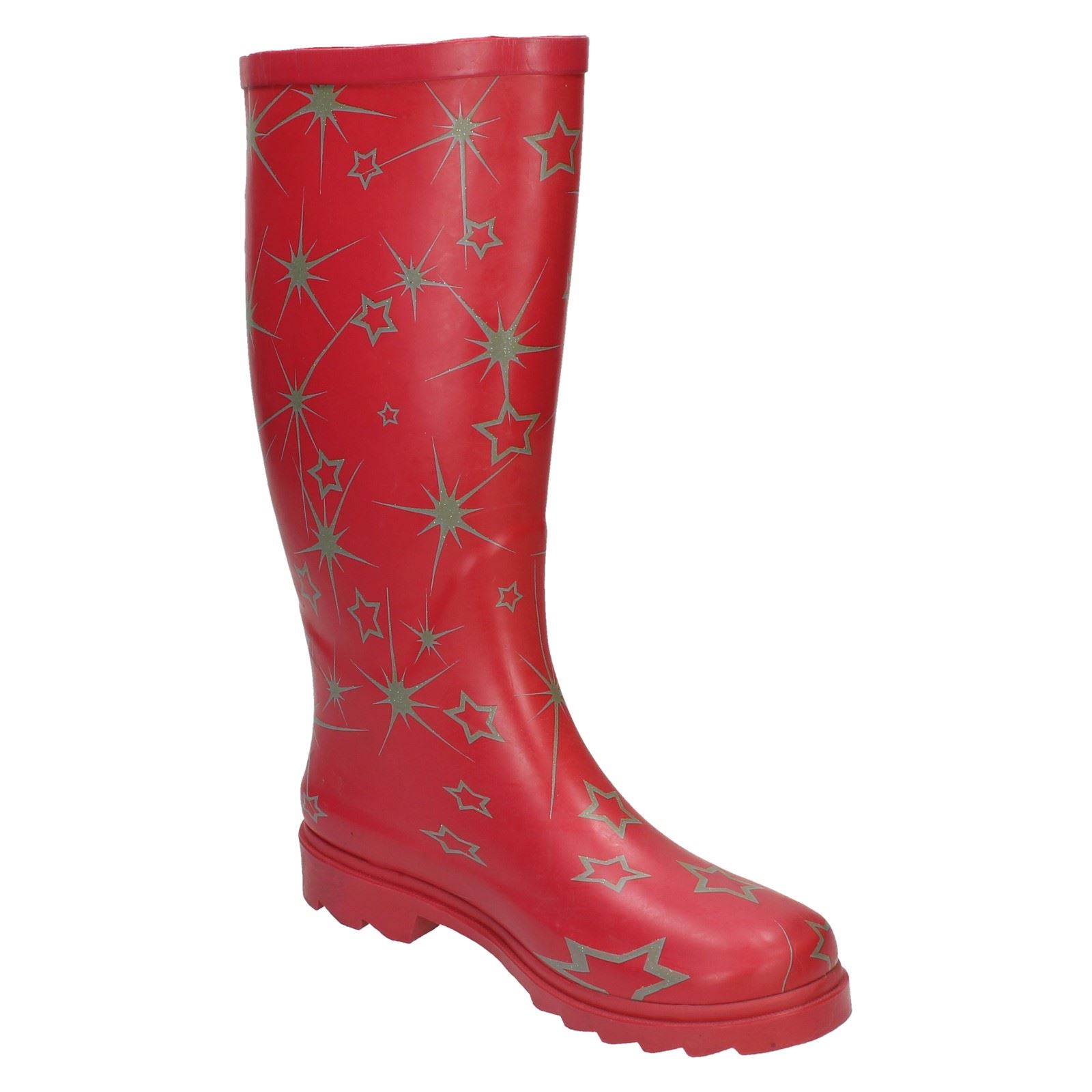 Botas Wellington informales con estampado de estrellas Spot On para dama X1R150 - Imagen 8 de 10