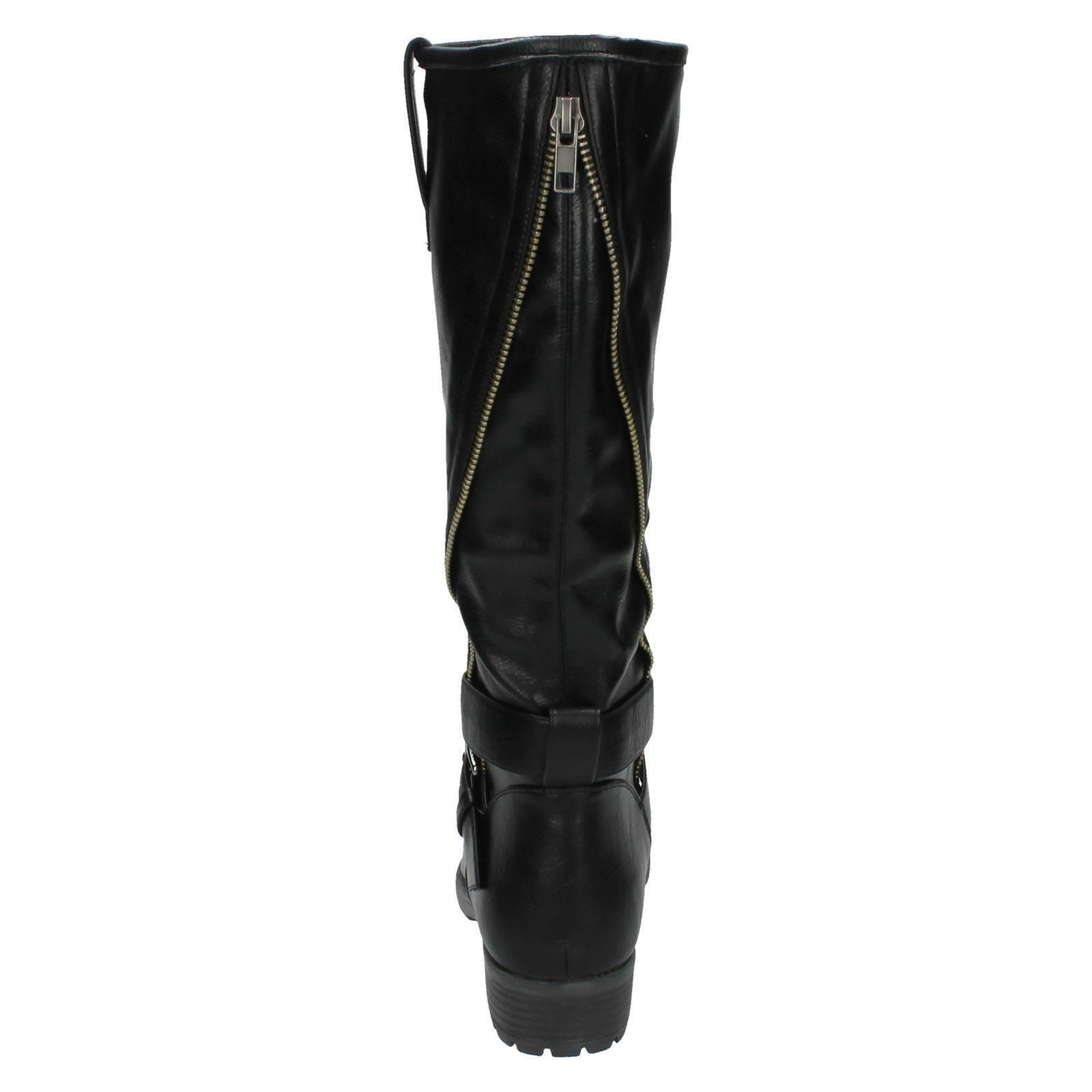 Ladies Spot On Zip Back Biker Boots eBay