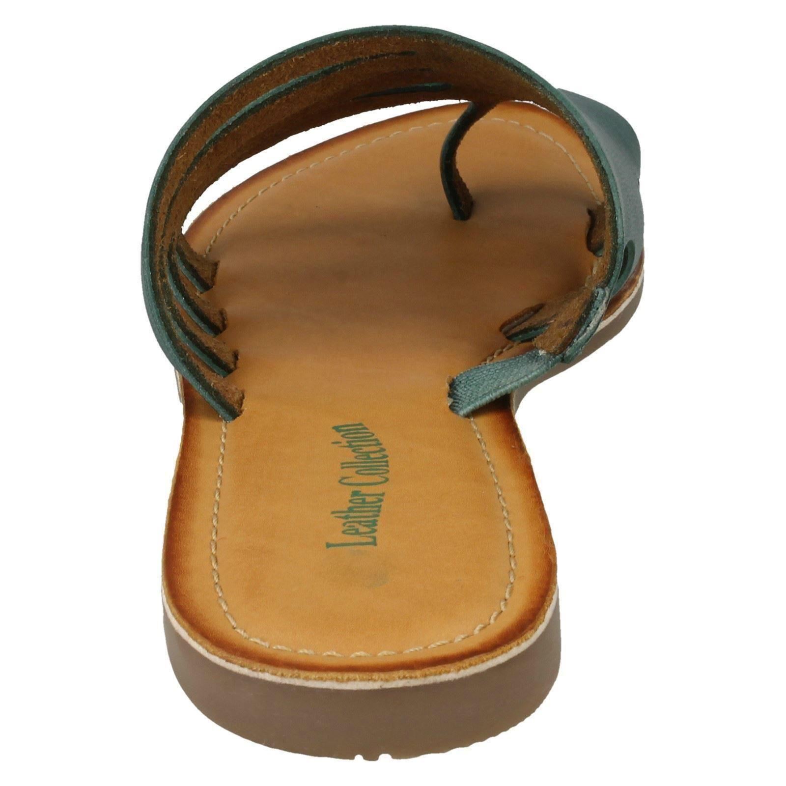 Damen Leder Kollektion Slipper Flache Riemchen Sandalen - Bild 23 von 46