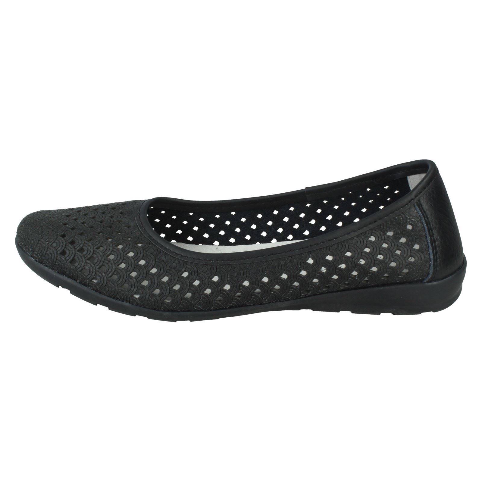 Ladies Eaze Synthetic Slip On Casual Ballerina Shoes - Picture 11 of 47