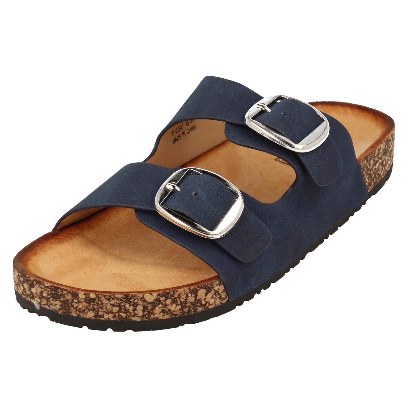 Ladies Down to Earth Low Flatform Dual Buckle Mule Sandal 'F1R2090' - Picture 11 of 46