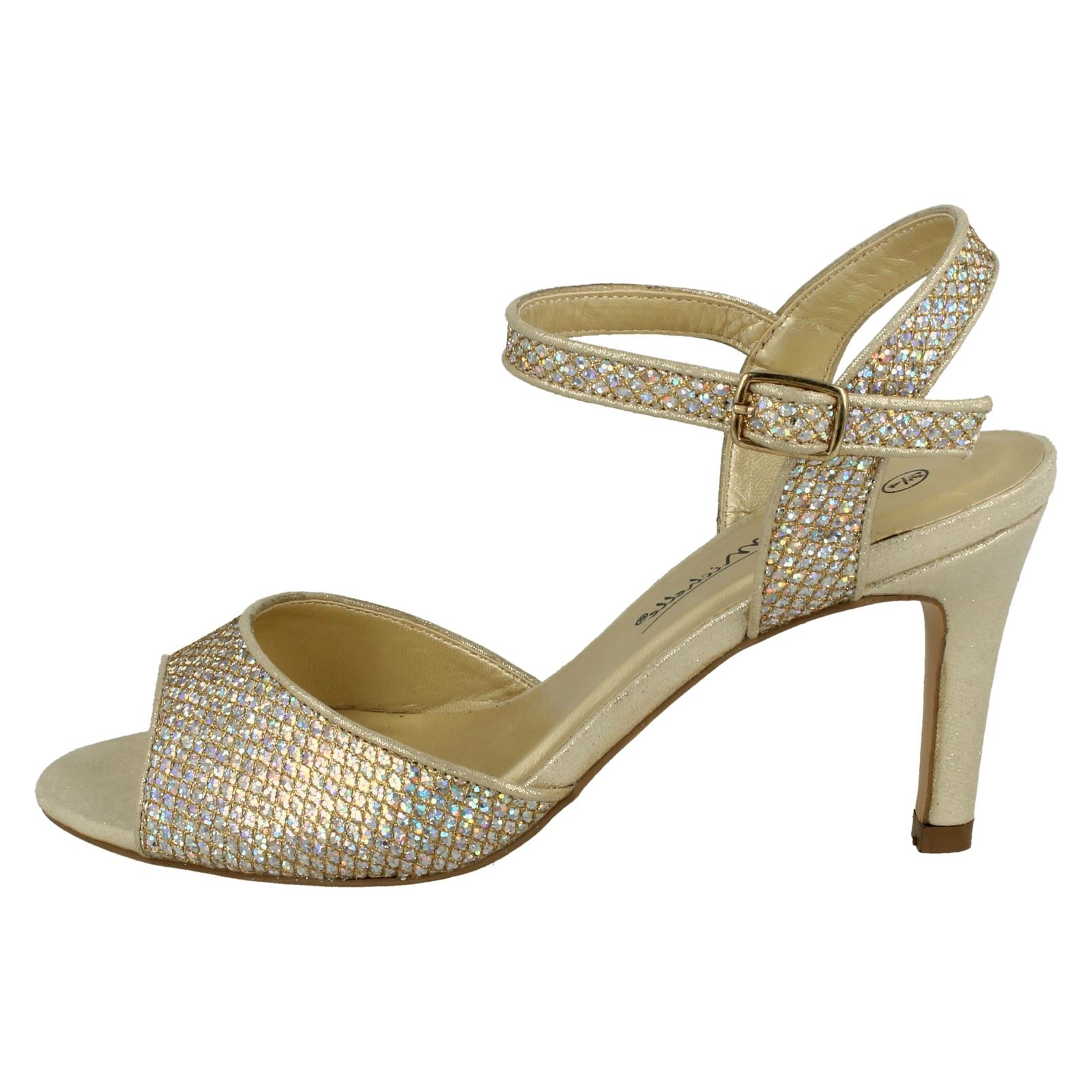 Anne Michelle Ladies Glitter Peep Toe Heels - Picture 12 of 28