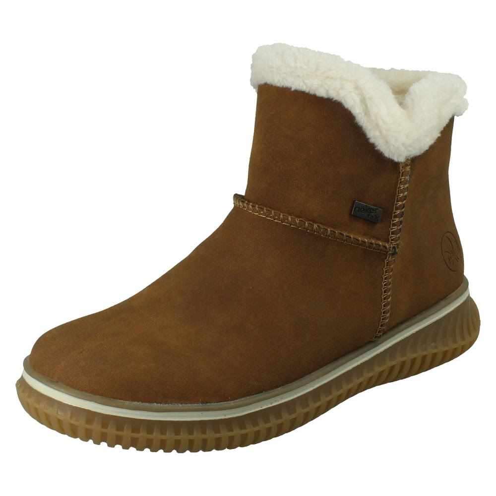 Donna Rieker-Tex Acqua Resistente Zip Rimovibile Suola Stivali Caviglia 74260 - Picture 2 of 10