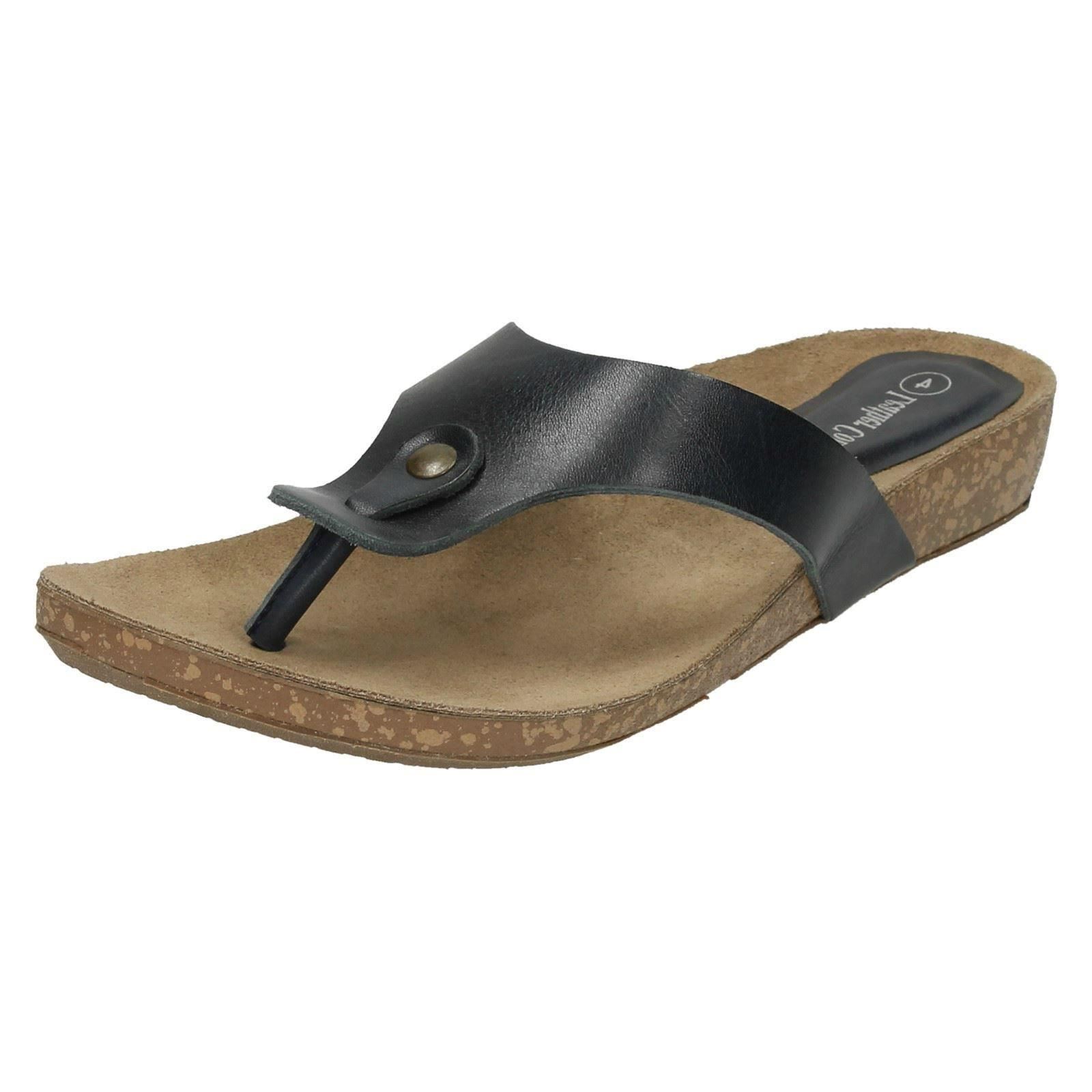Ladies Leather Collection Casual Toe - Post Sandals - Picture 11 of 37