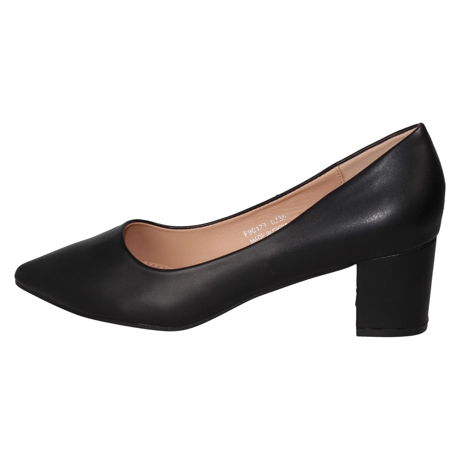 Ladies Spot On Mid Block Heel Pointed Toe Court Shoes F90127 - Picture 8 of 28