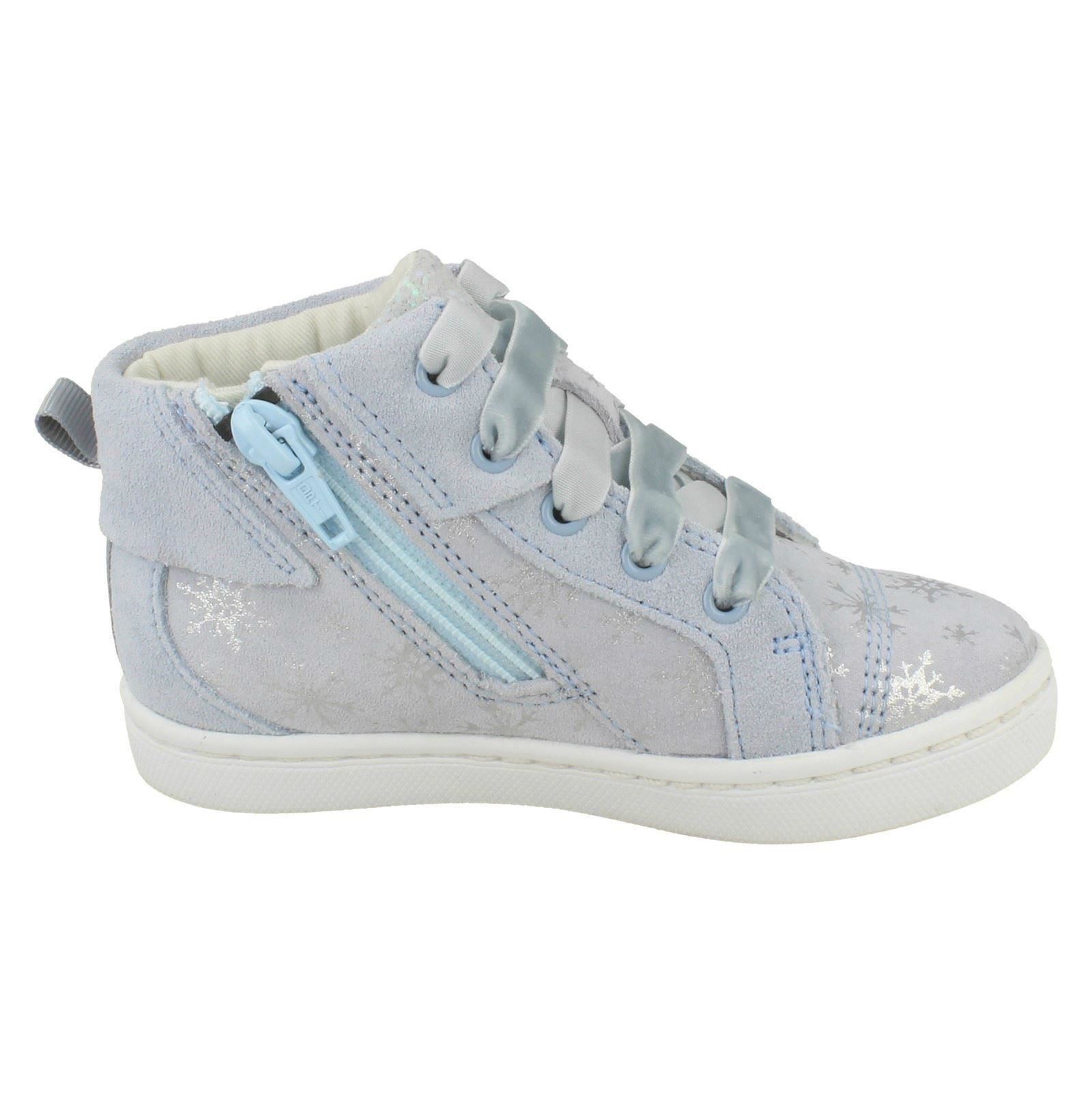 Girls Clarks Disney Frozen Casual Zip Suede Ankle Boots City Frost - Picture 7 of 10