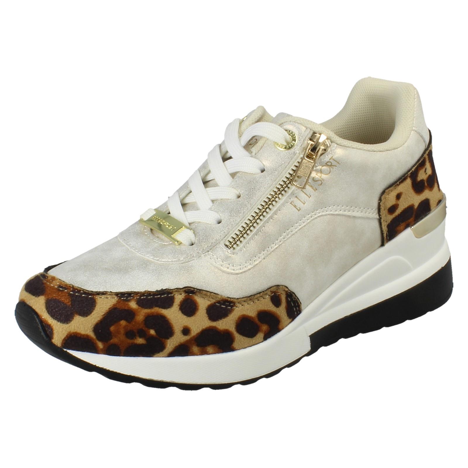 Zapatillas Casual De Cuña Con Cordones De Leopardo Para Dama Elle Sport "F7R316" - Imagen 2 de 10