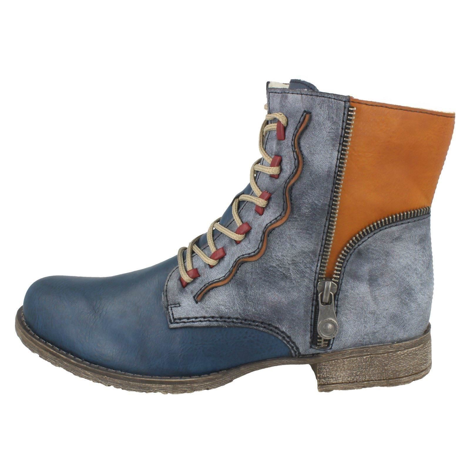 Rieker Blue Up 70805 Lace Boots blu Combi Ladies qWnfgATA