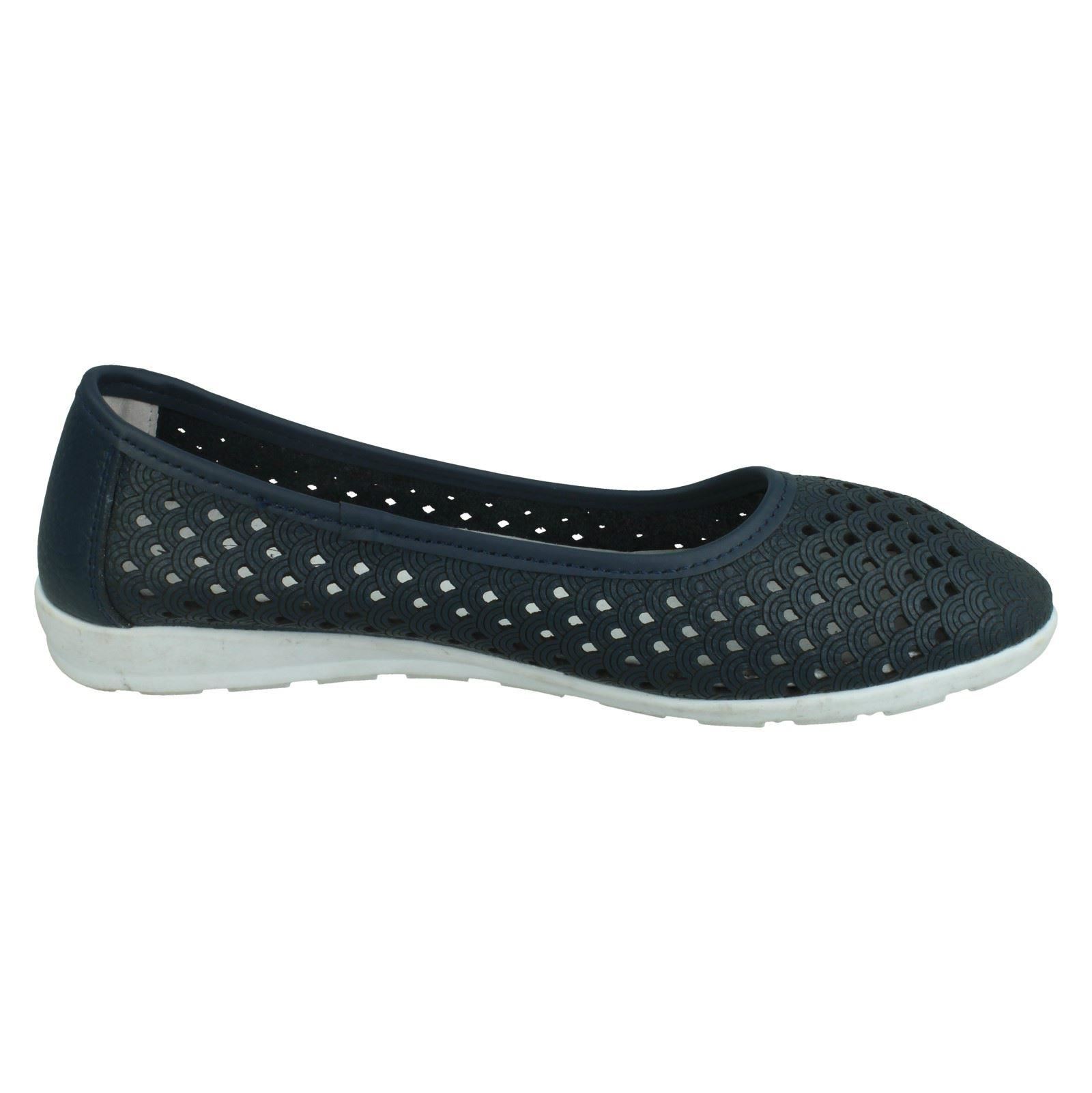 Ladies Eaze Synthetic Slip On Casual Ballerina Shoes - Picture 19 of 47