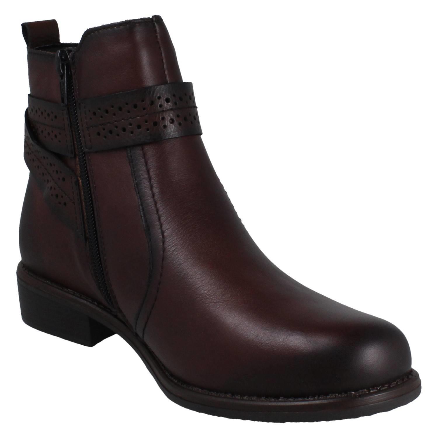 Ladies Remonte Zip Up Leather Buckle Detail Fleece Lined Ankle Boots D0F81 - Picture 17 of 19