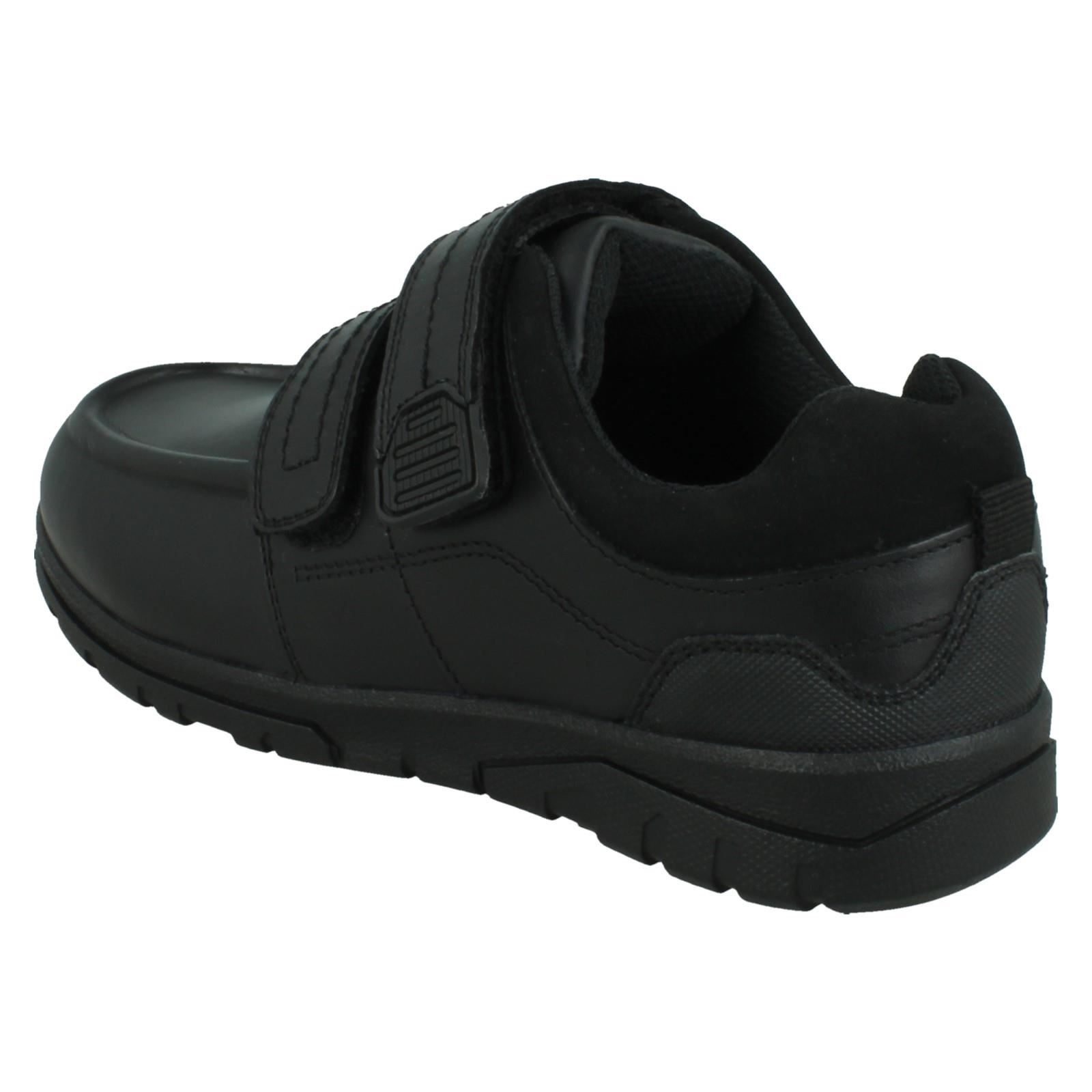 Boys Double Strap Black Leather School Shoes N1R153 - Picture 4 of 10