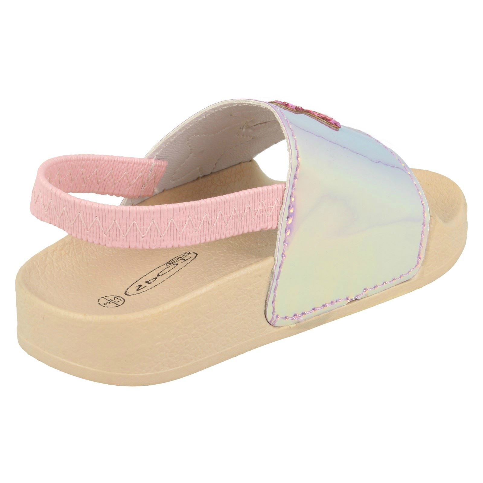 Girls Spot On Slingback Sliders 'With Glitter Star Design' - Picture 4 of 19