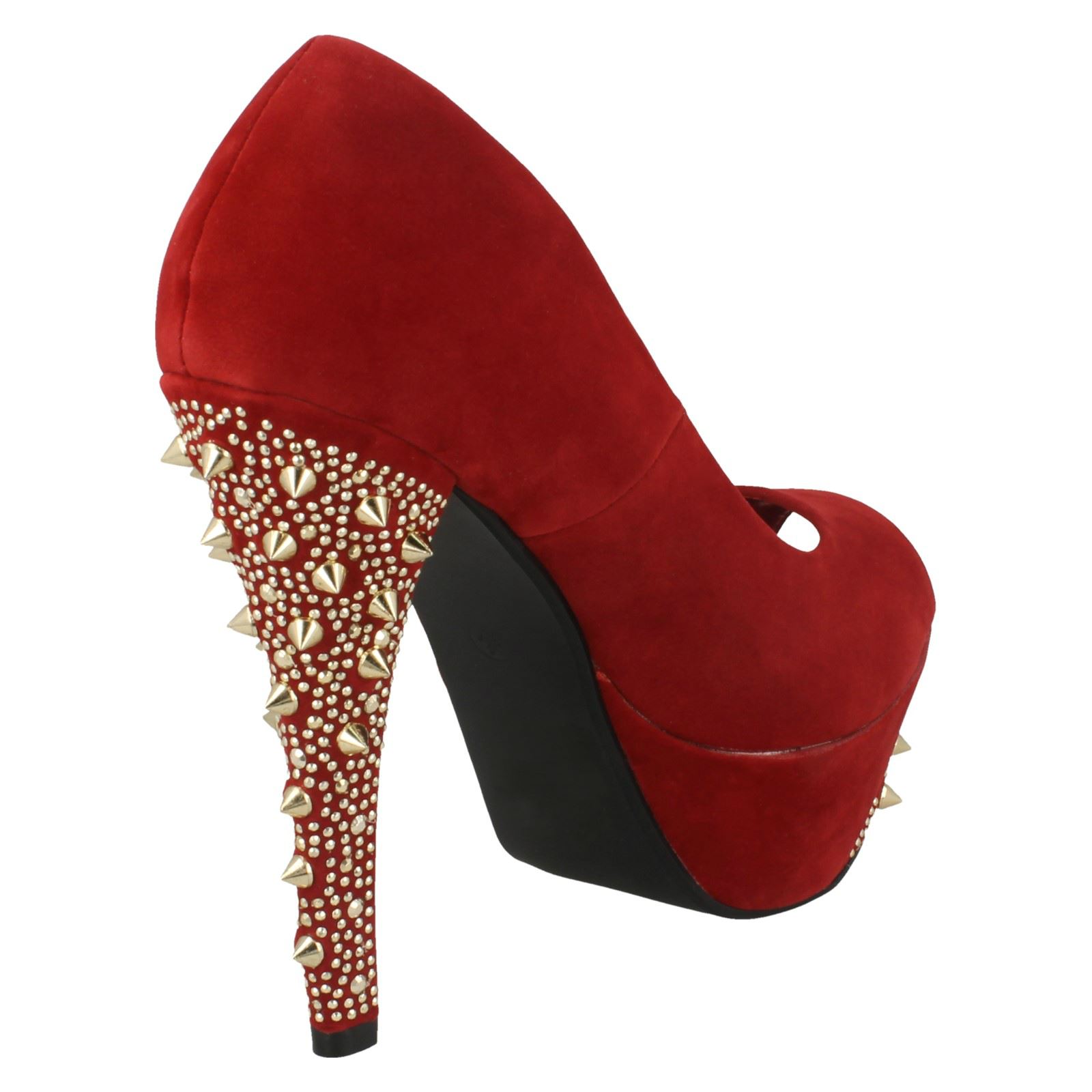 Ladies Spot On Court Heels Platform Peep-Toe