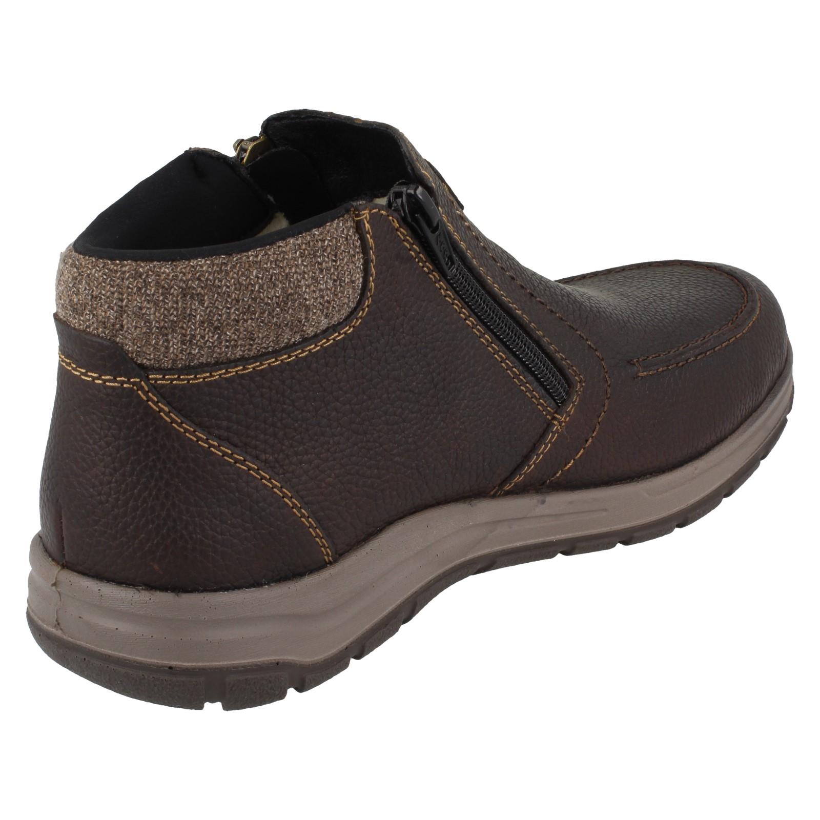 Mens Rieker Leather Wide Fit Ankle Boots With Double Zip And Rieker Tex 03660 - Picture 5 of 10