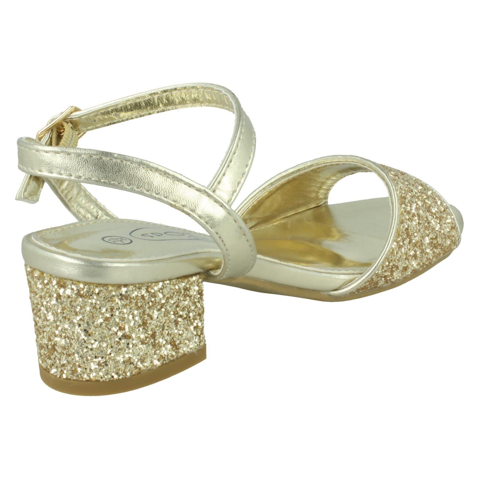 Girls Spot On Mid Block Heel Sandals - Picture 6 of 28