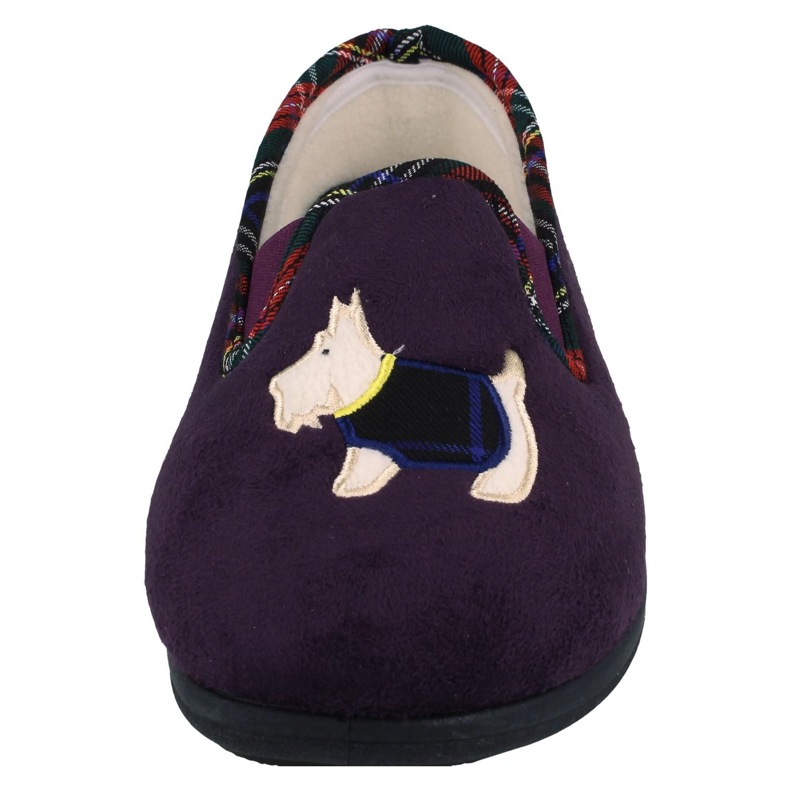 Zapatillas anchas Padders para dama con detalle de perro Scotty Dandie - Imagen 17 de 18