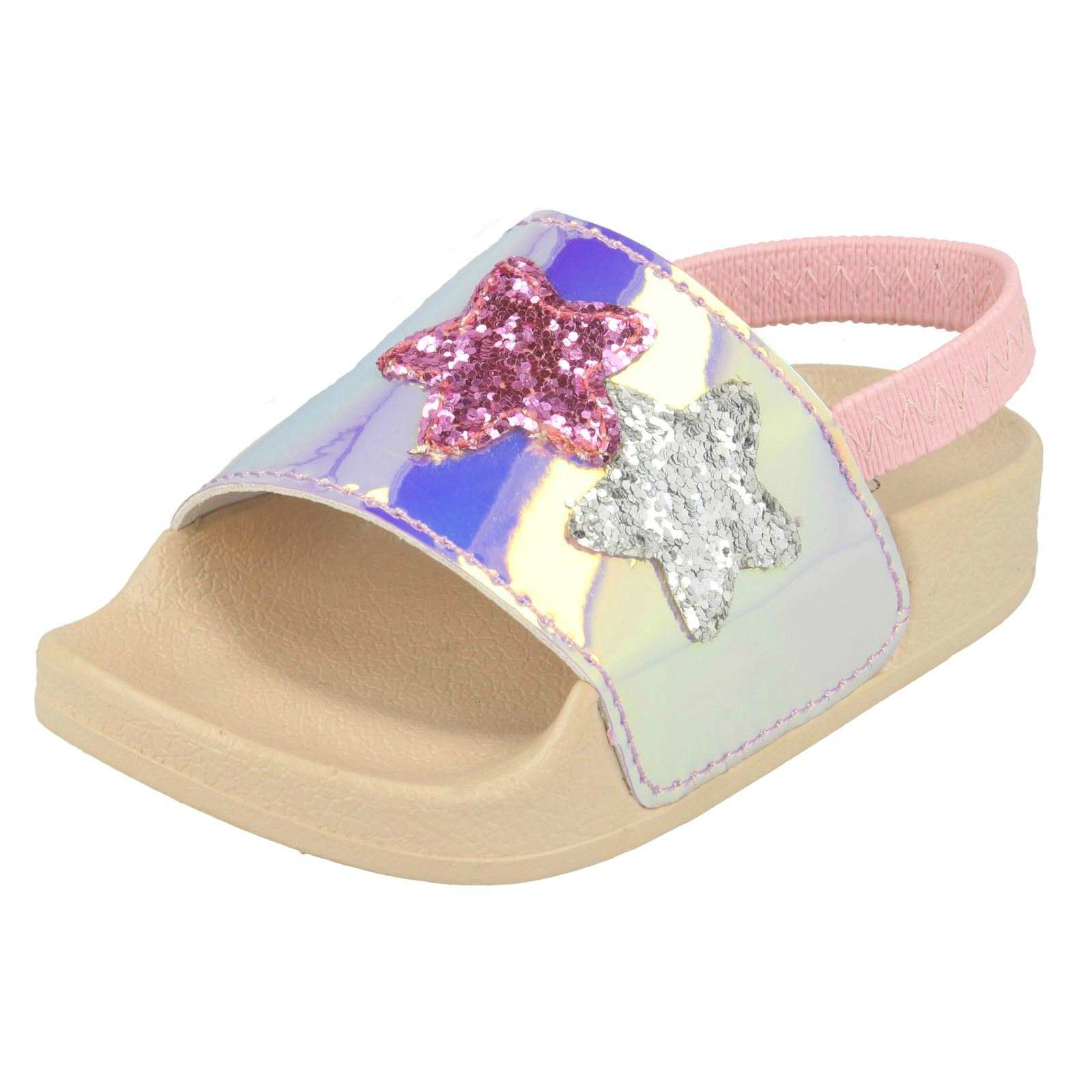 Girls Spot On Slingback Sliders 'With Glitter Star Design' - Picture 2 of 19