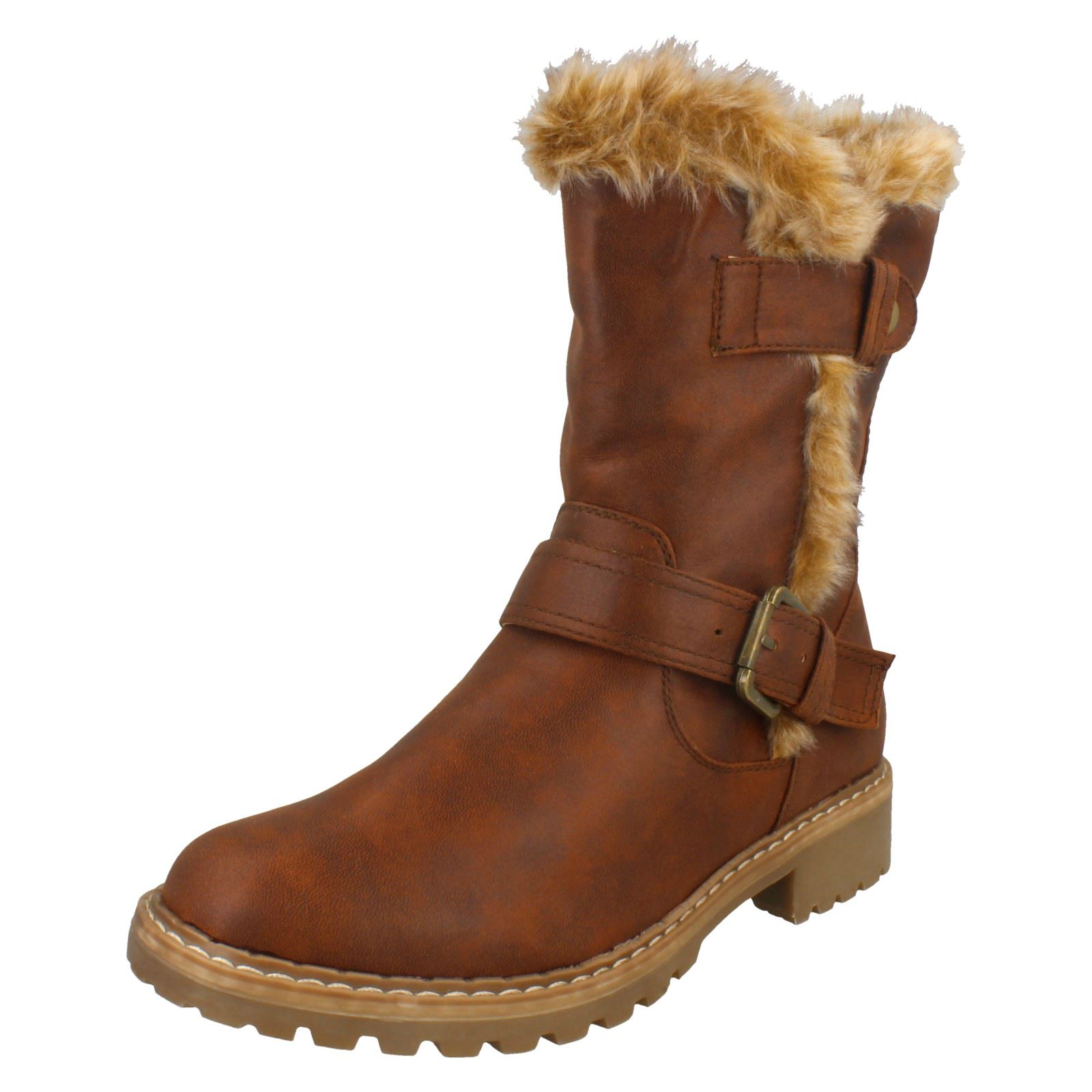 Botas informales de pantorrilla con ribete de piel con los pies en la tierra para dama F5R0866 - Imagen 11 de 19