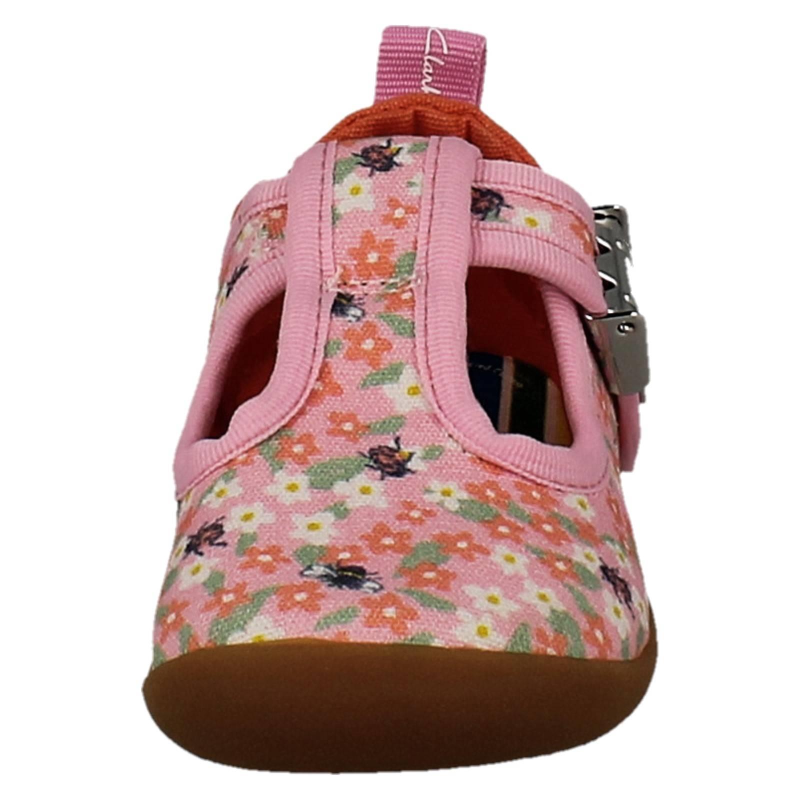 Girls Clarks Canvas T-Bar Roamer Bloom T - Picture 9 of 10