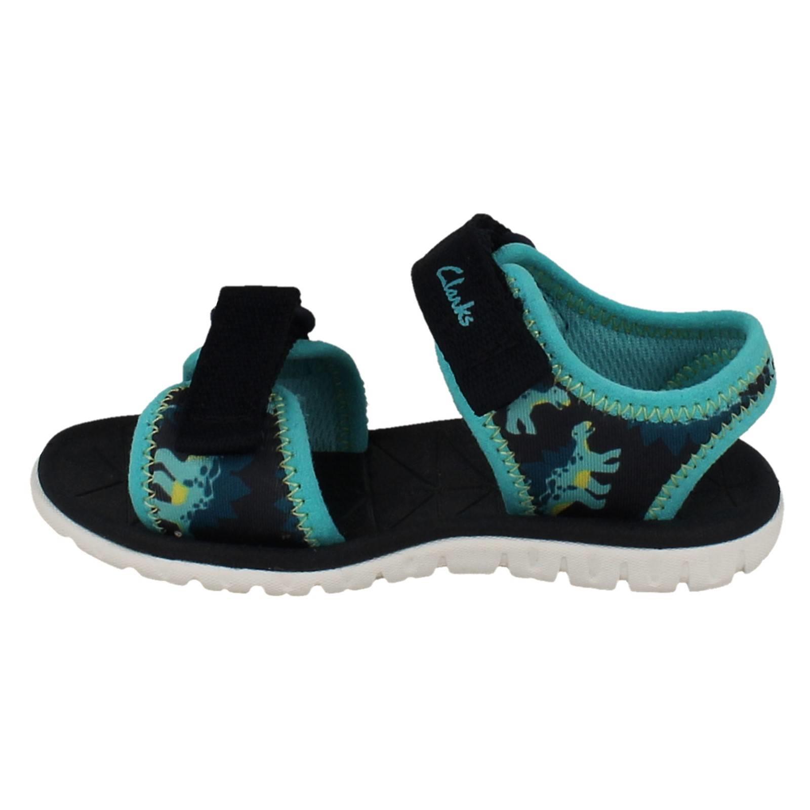 Kids Clarks Pattern Detailed Adjustable Sandals Surfing Tide T - Picture 21 of 37