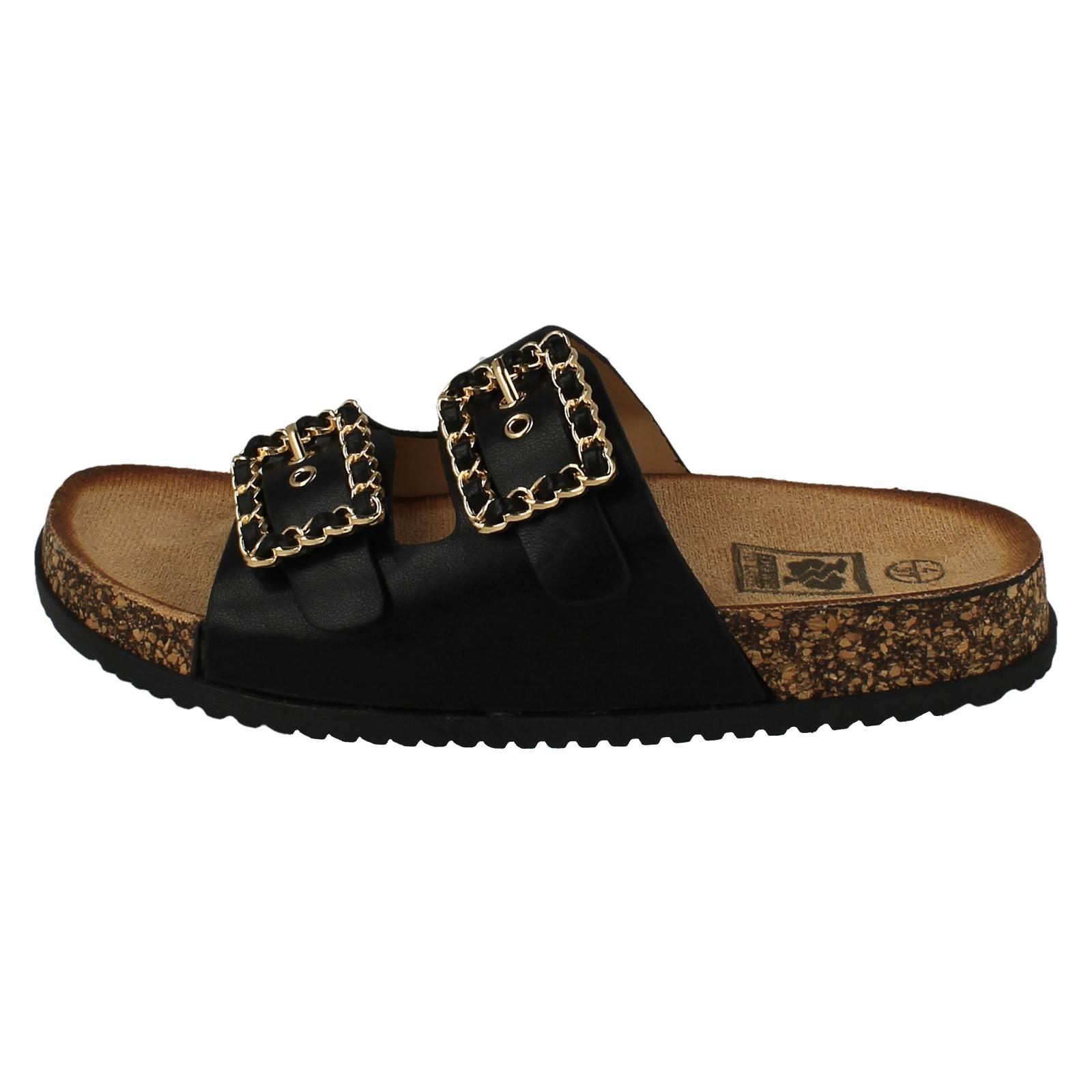 Ladies Down To Earth Chain Buckle Sandals F00450 - Picture 3 of 10