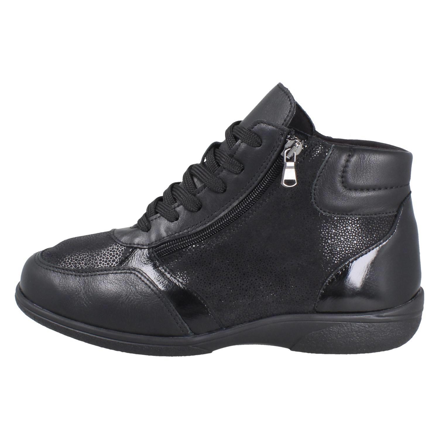 Damen DB Shoes Breite Passform Doppel Zip & Spitze Leder Stiefelette: Nova - Picture 3 of 14