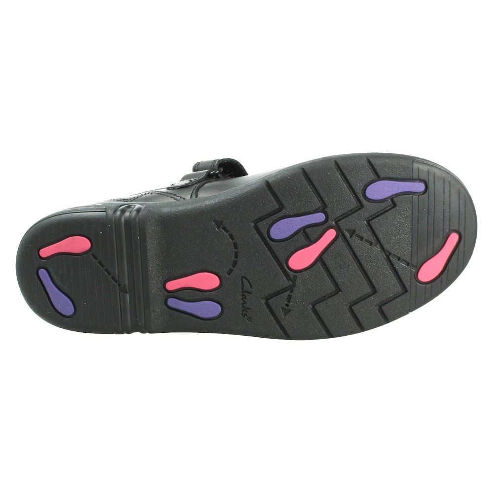 Niñas Clarks Cuero/Patente Estilo Mary Jane Zapatos Escolares "Jazzy Jig K" - Imagen 10 de 19
