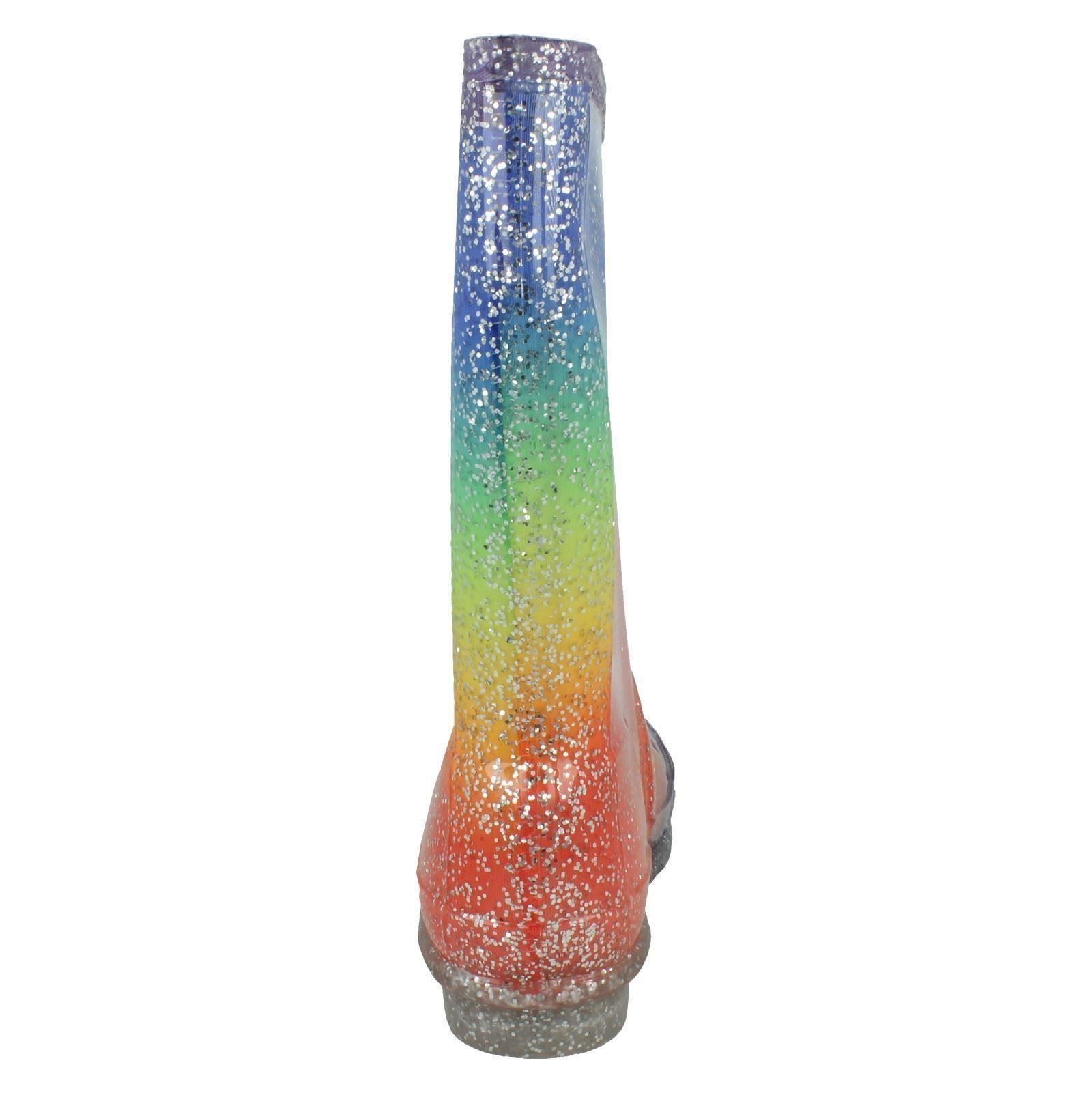 Girls Spot On Casual Slip On Rainbow Glitter Synthetic Wellingtons X1R257 - Picture 5 of 10
