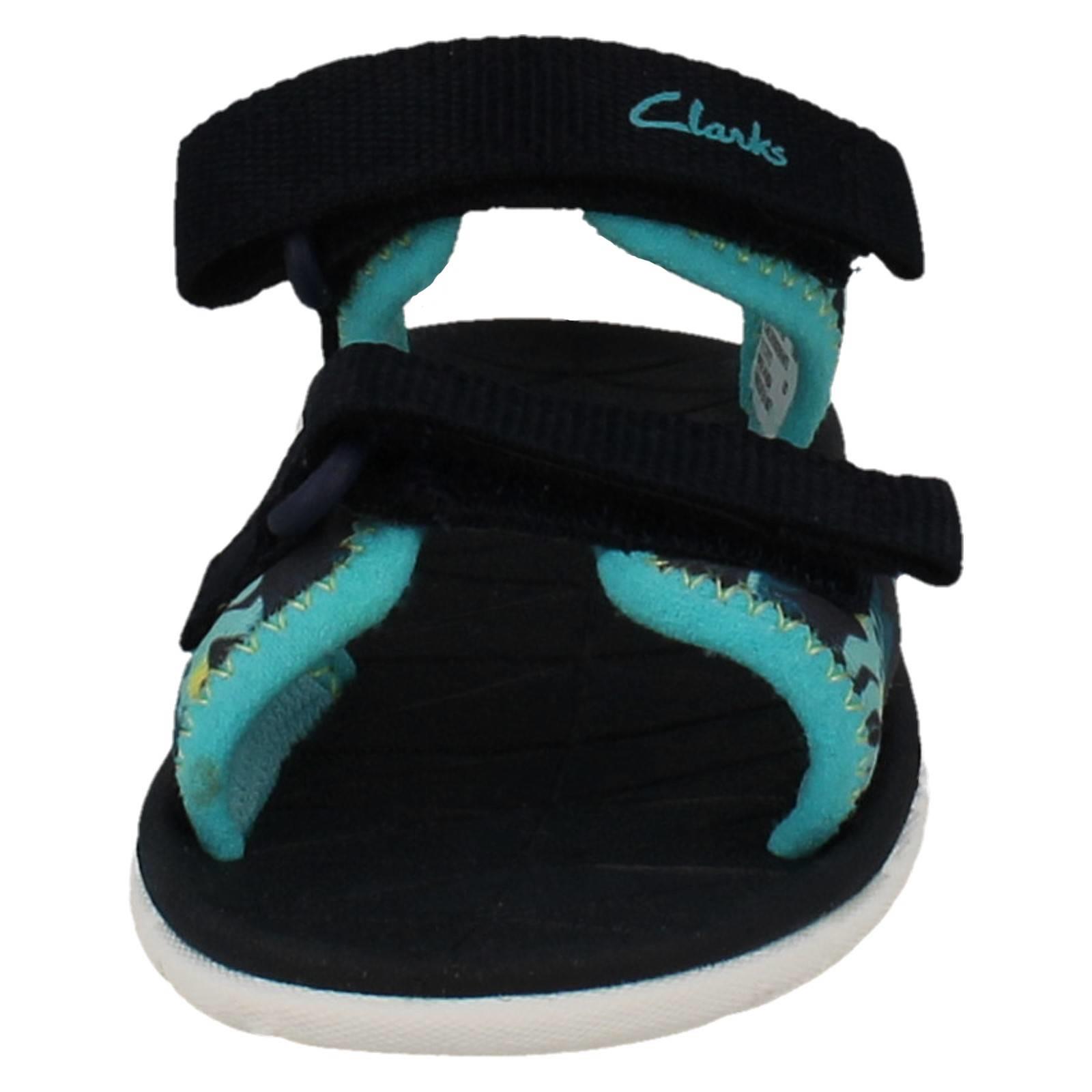 Kids Clarks Pattern Detailed Adjustable Sandals Surfing Tide T - Picture 27 of 37